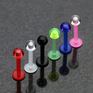 Detail View 1 of Basic UV Acrylic Flexible Shaft Labret-Clear Gem